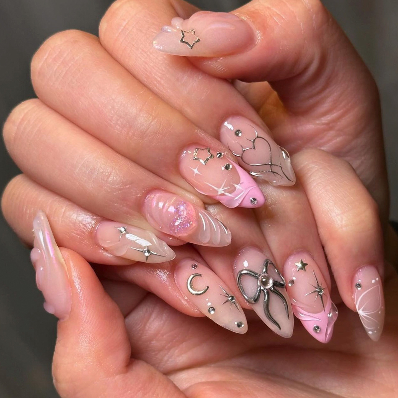 Nail Art Valentines Day - 24pcs Bow False Nails Sets Press