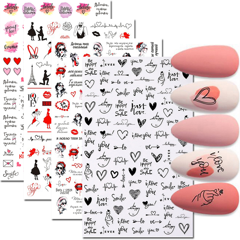 Nail Art Valentines Day - Nail Art Decals Love Hearts Letters