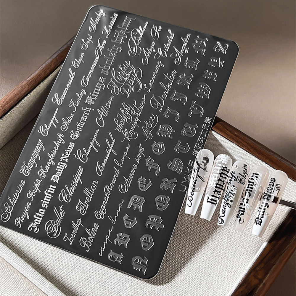 Nail Art Gothic - Gothic Cursive Letters Nail Art Stamping