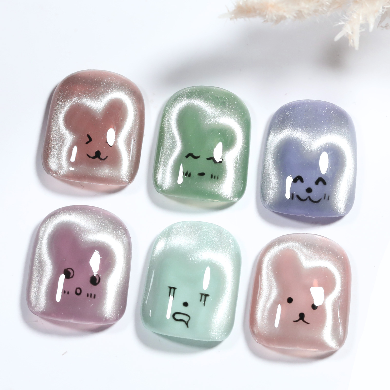 1/4Pcs Rabbit Bear Heart Shape - Nail Art Full Color ulasan dan harga
