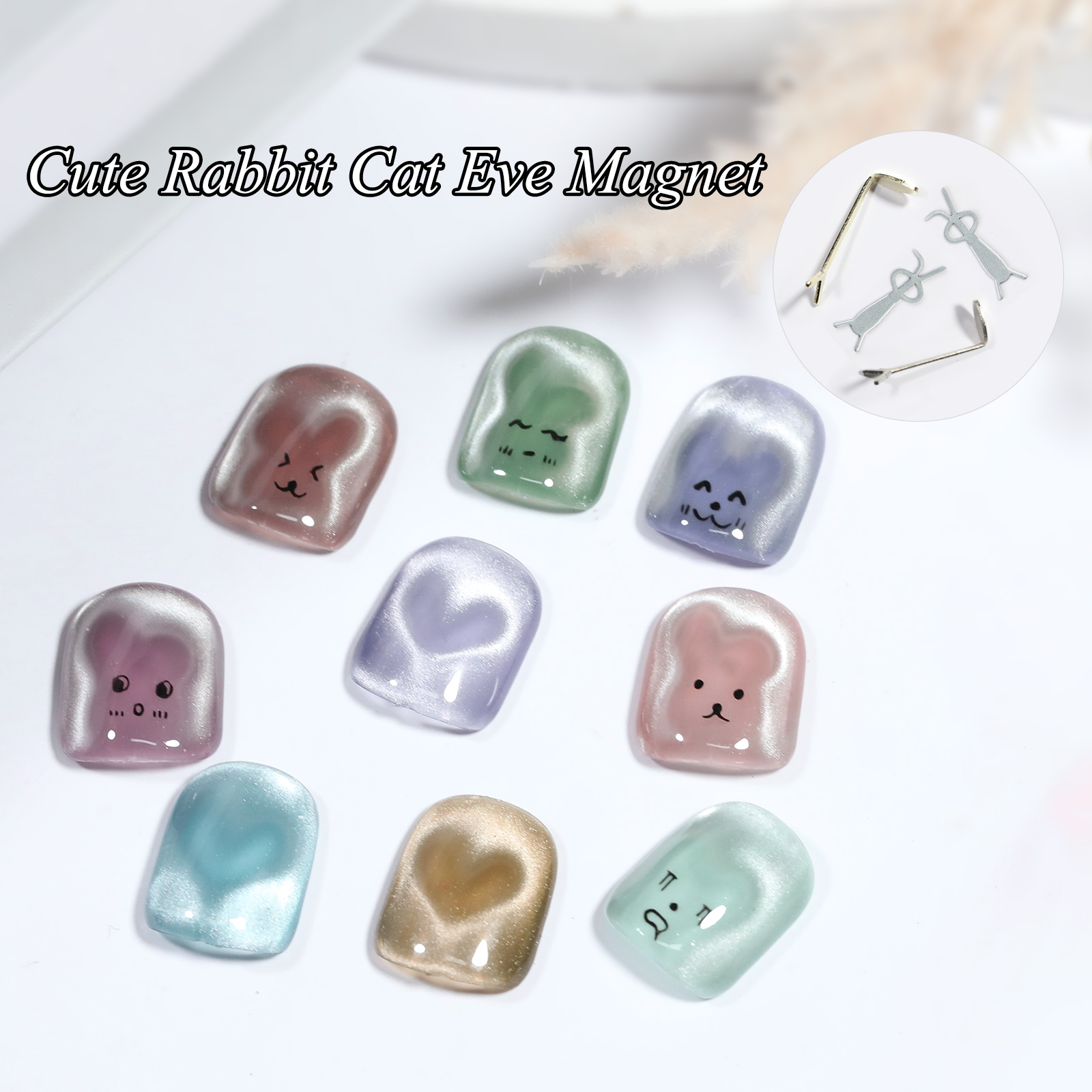 1/4Pcs Rabbit Bear Heart Shape - Nail Art Full Color ulasan dan harga