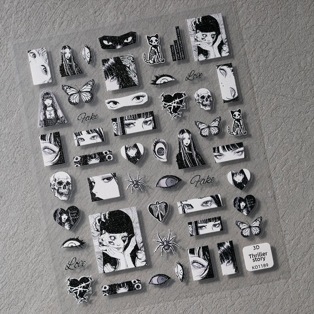 1Pc/Wholesale Gothic Black-Whi - Nail Art Gothic ulasan dan harga