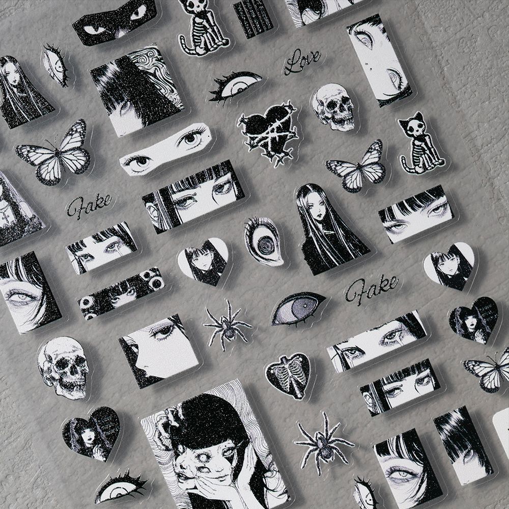 1Pc/Wholesale Gothic Black-Whi - Nail Art Gothic ulasan dan harga