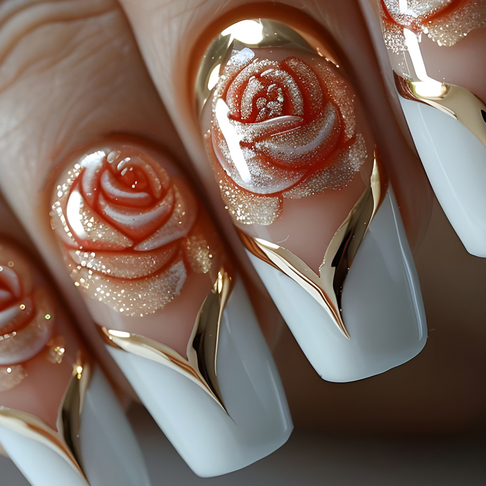 White French Tip Press on Nail - Nail Art Full Color ulasan dan harga