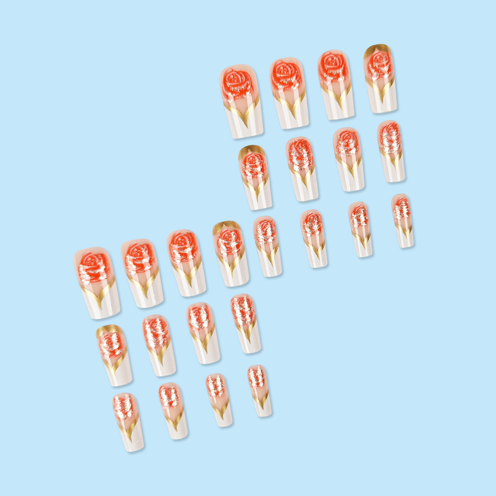 White French Tip Press on Nail - Nail Art Full Color ulasan dan harga