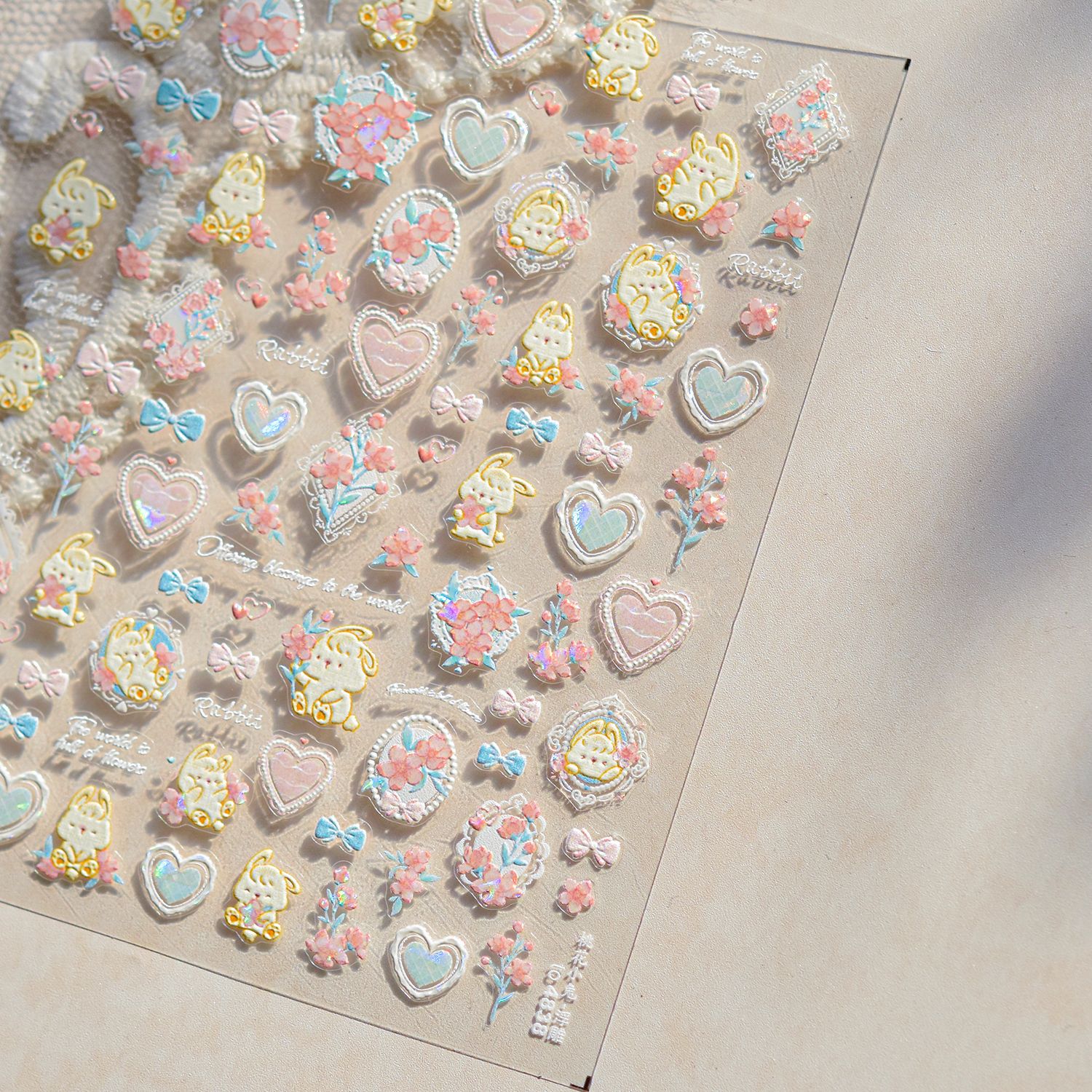 5D Cute Rabbit Love Heart Peac - Nail Art Zelda ulasan dan harga