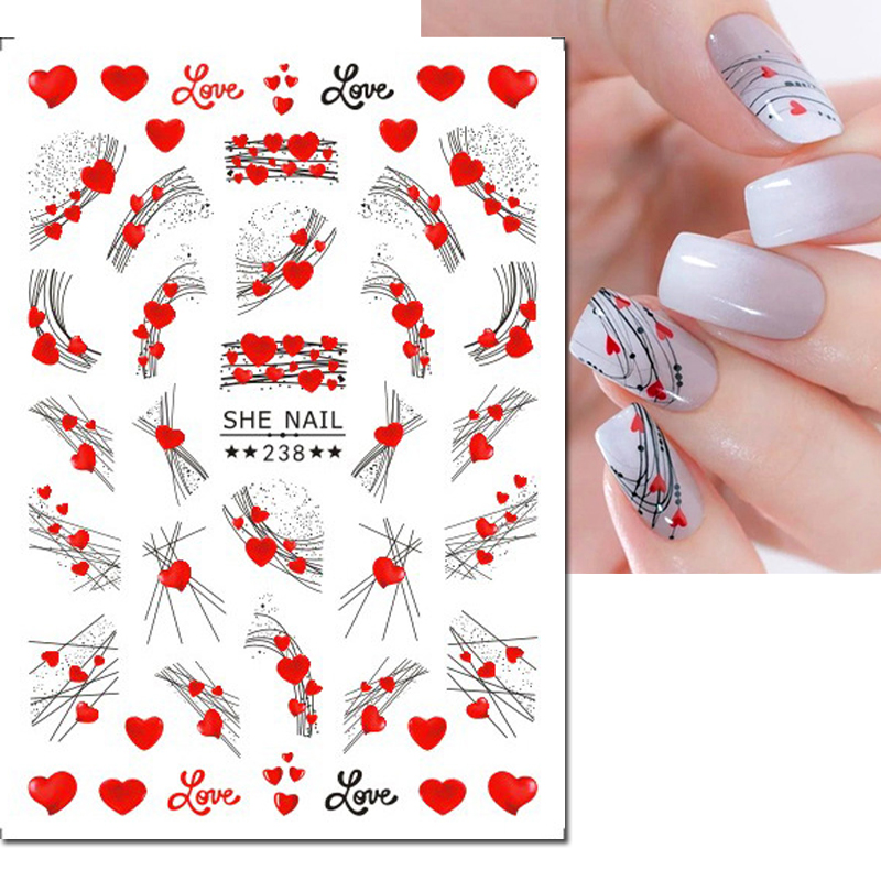 3d Nail Art Decals Geometric L - Nail Art Valentines Day ulasan dan harga