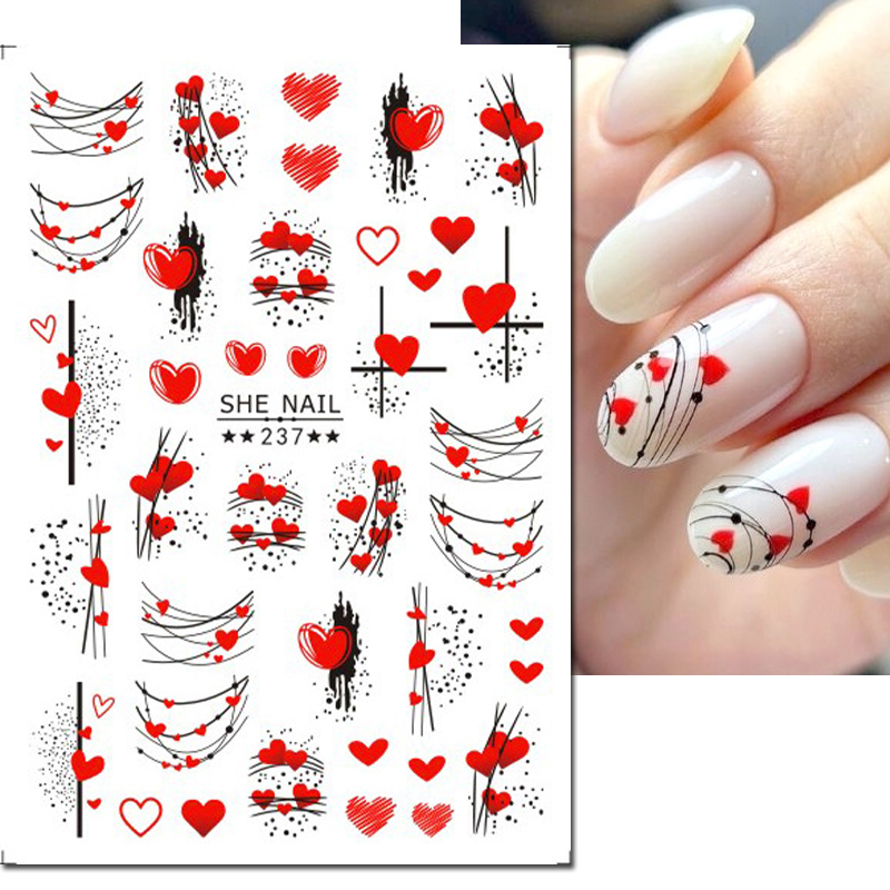 3d Nail Art Decals Geometric L - Nail Art Valentines Day ulasan dan harga