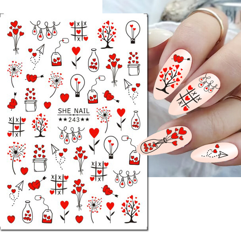 3d Nail Art Decals Geometric L - Nail Art Valentines Day ulasan dan harga
