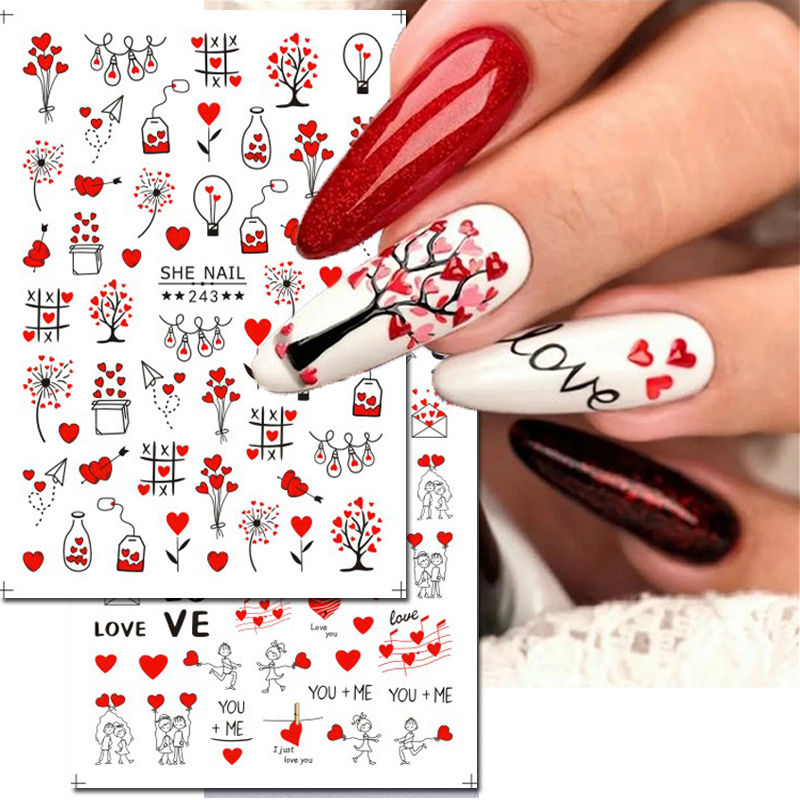 3d Nail Art Sliders Stickers V - Nail Art Valentines Day ulasan dan harga