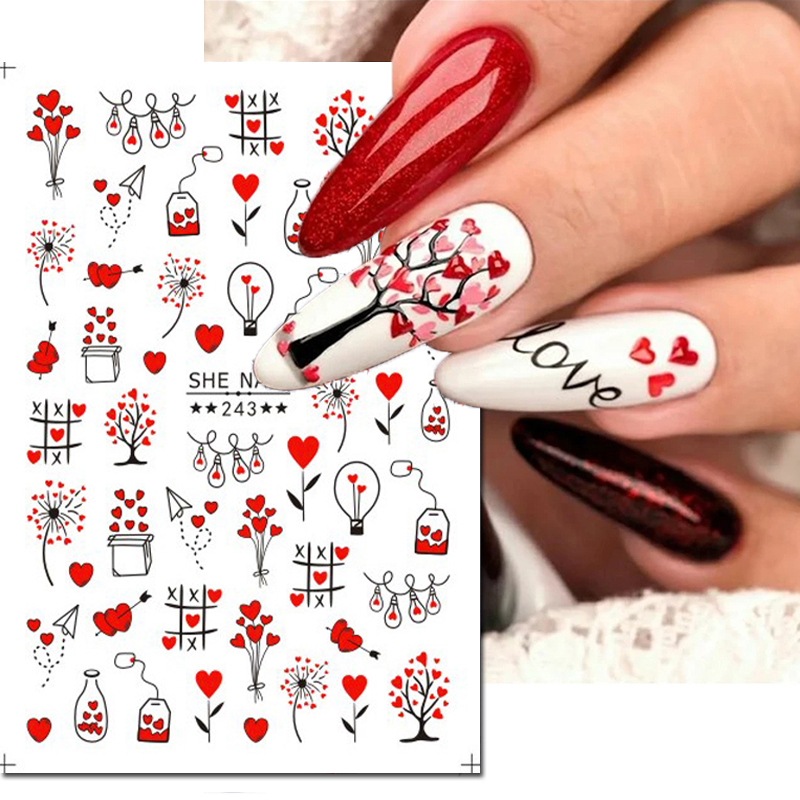3d Nail Art Sliders Stickers V - Nail Art Valentines Day ulasan dan harga