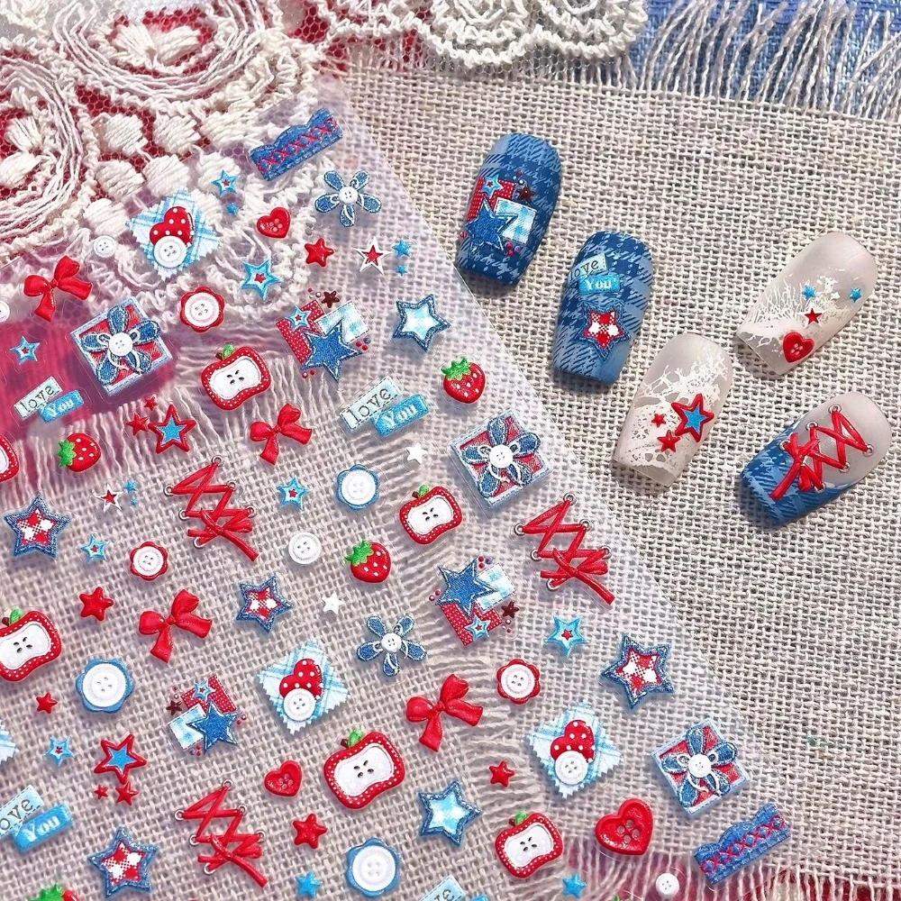 Sweet Cool Patchwork Flower St - Nail Art Denim ulasan dan harga