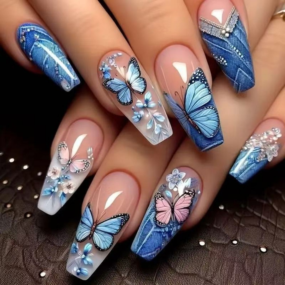 24pcs Spring Butterfly Press O - Nail Art Denim ulasan dan harga