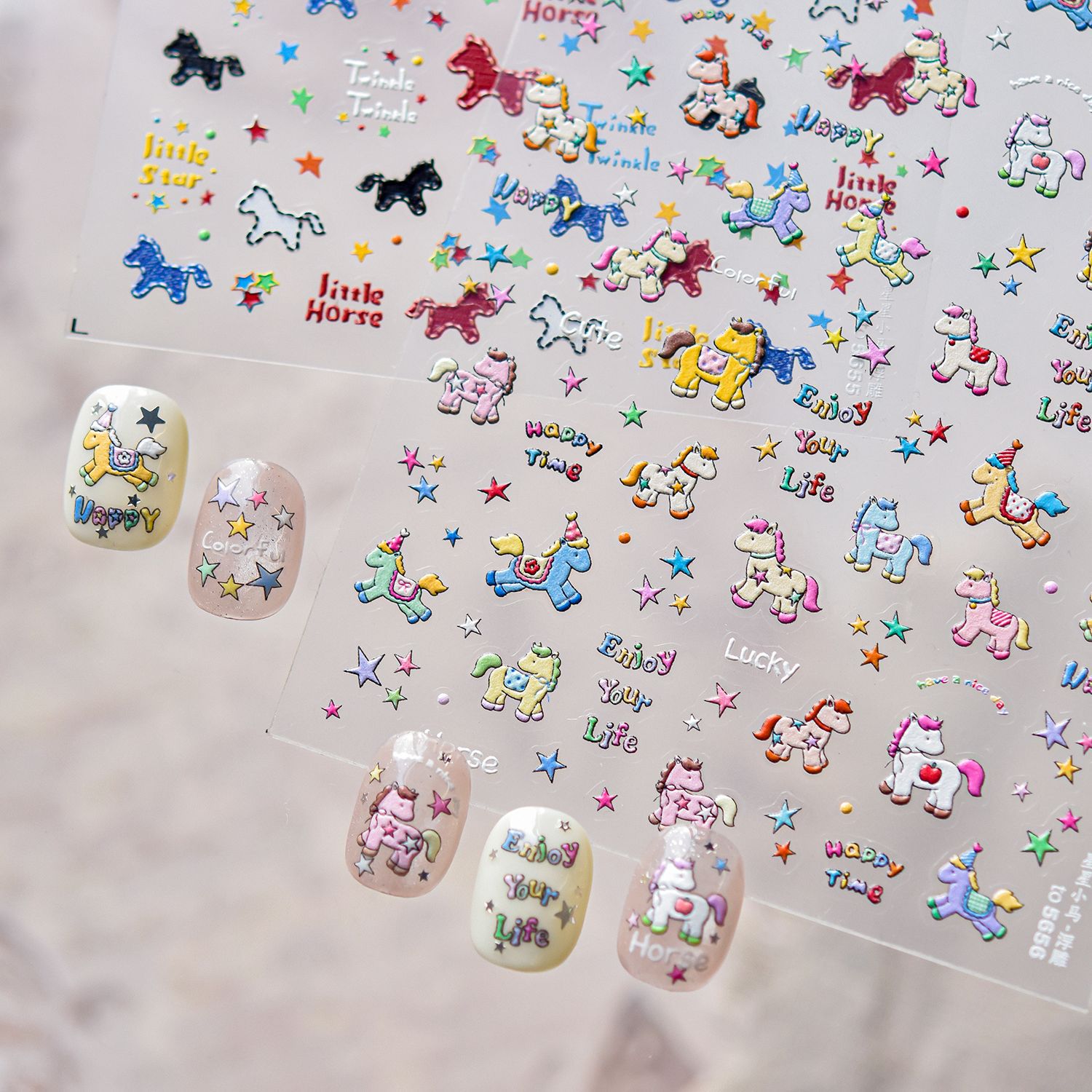 Retro Denim Pony Horse Patchwo - Nail Art Denim ulasan dan harga