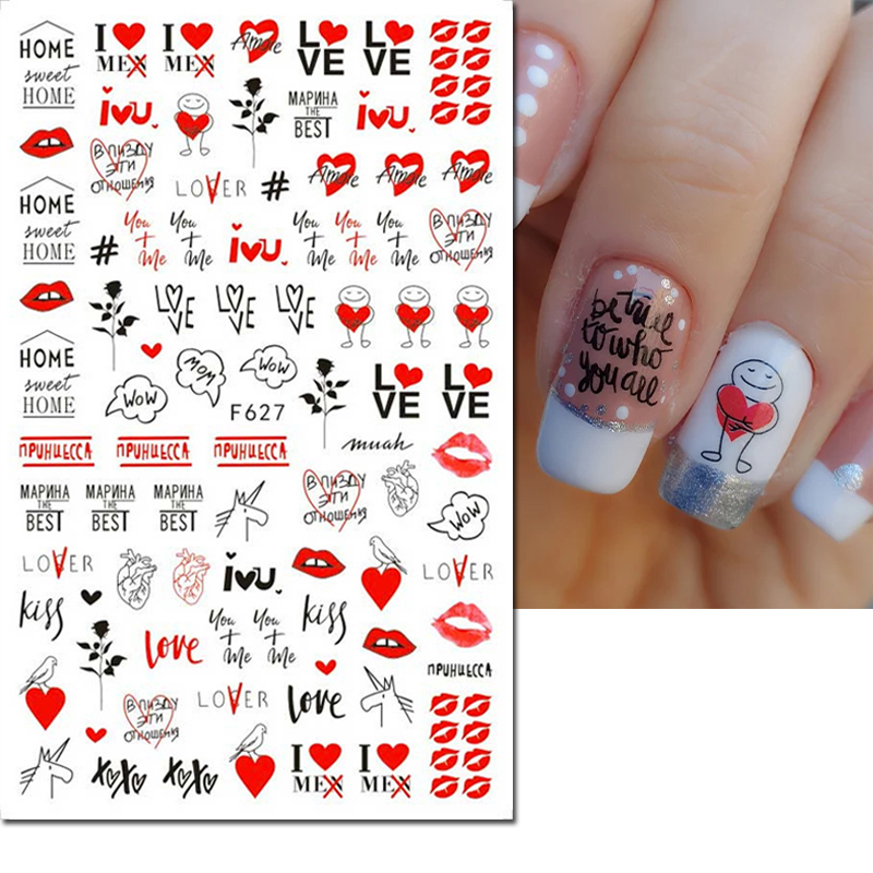 3d Nail Art Decals Valentine D - Nail Art Valentines Day ulasan dan harga