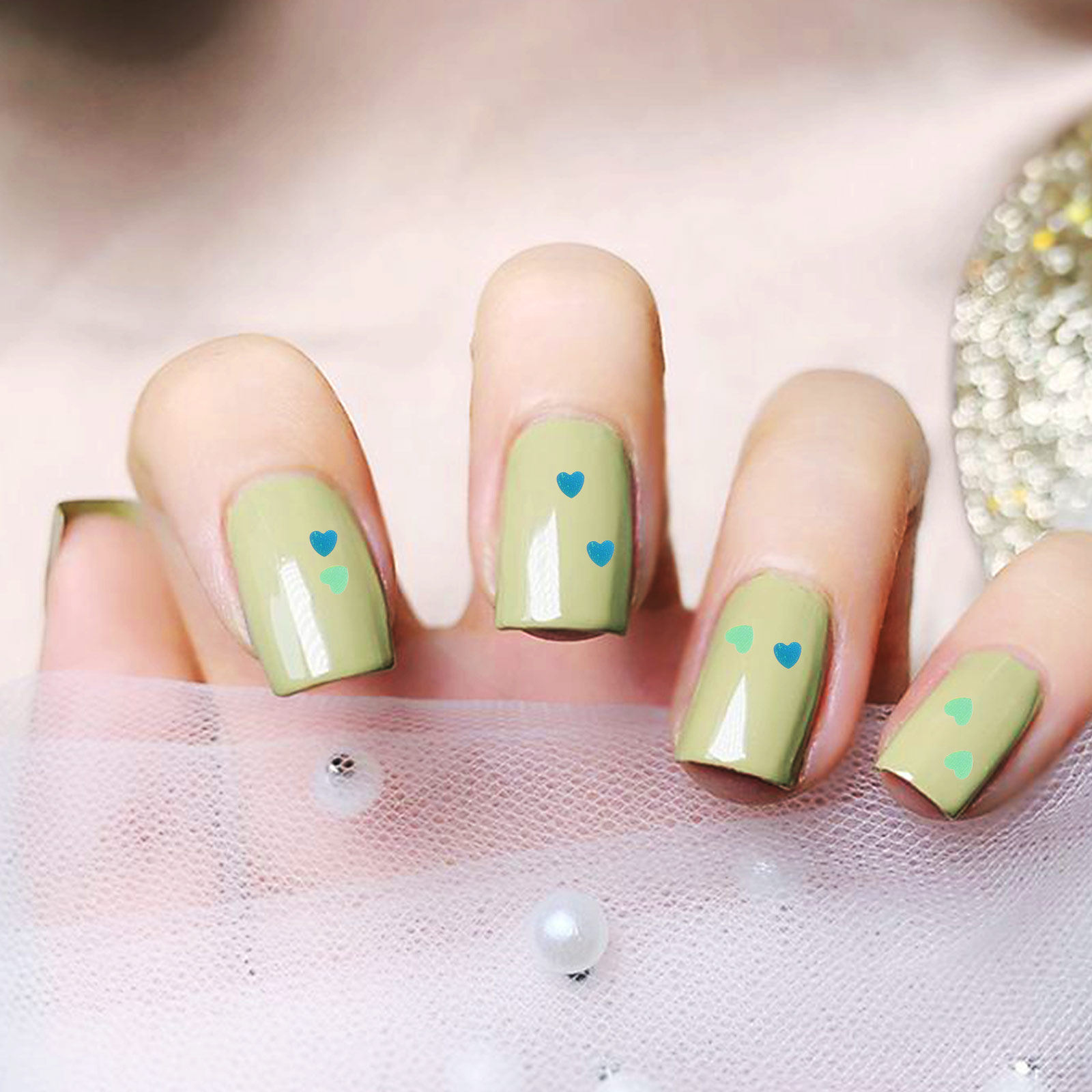 1Set Shinning Heart Nail Sequi - Nail Art Valentines Day ulasan dan harga