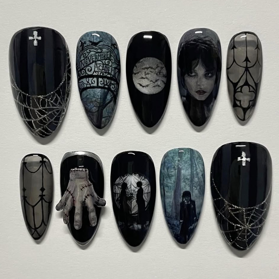24pcs Dark Gothic Punk Fake Na - Nail Art Gothic ulasan dan harga