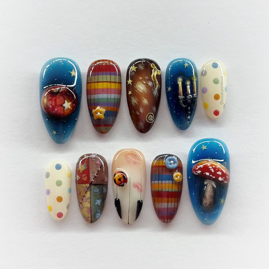 24pcs Dark Gothic Punk Fake Na - Nail Art Gothic ulasan dan harga