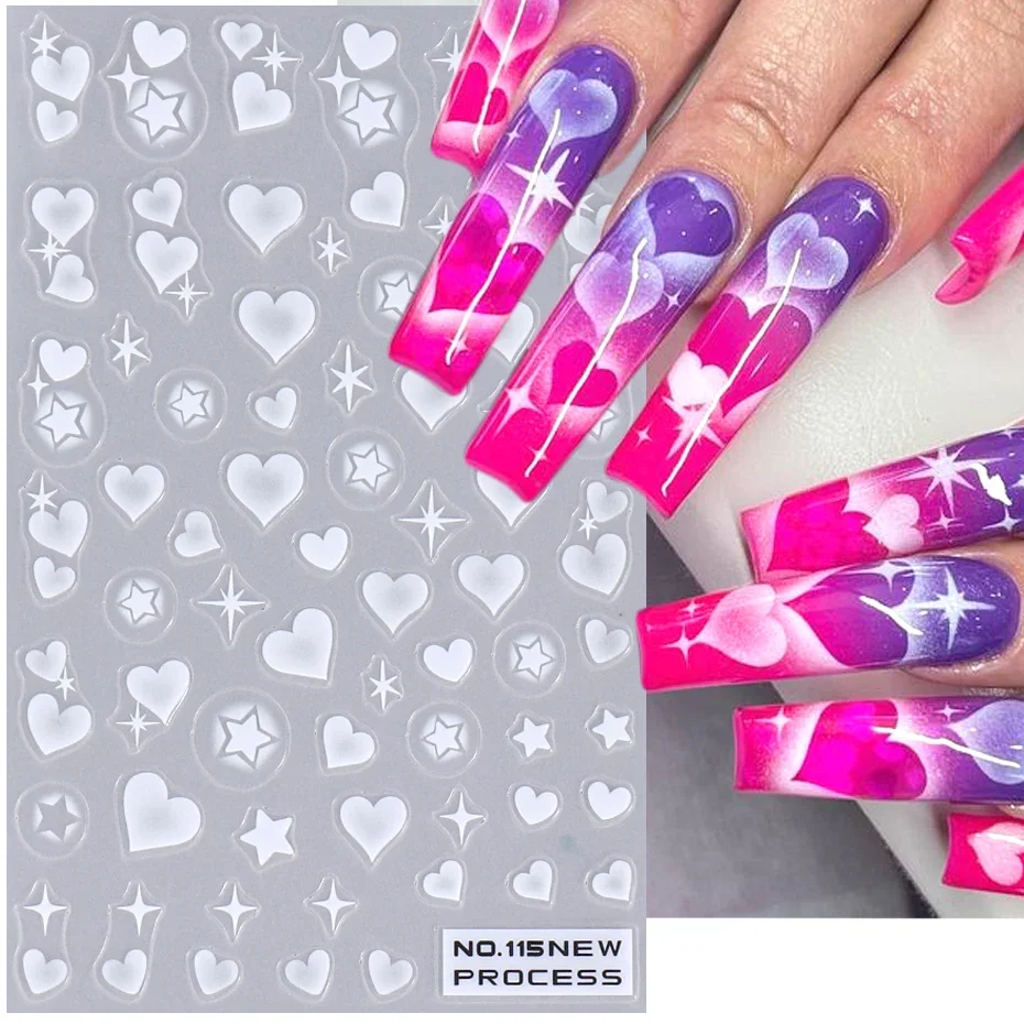2pcs 3D Heart Star Nail Sticke - Nail Art Valentines Day ulasan dan harga