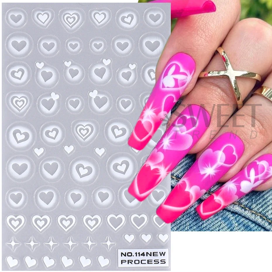 2pcs 3D Heart Star Nail Sticke - Nail Art Valentines Day ulasan dan harga