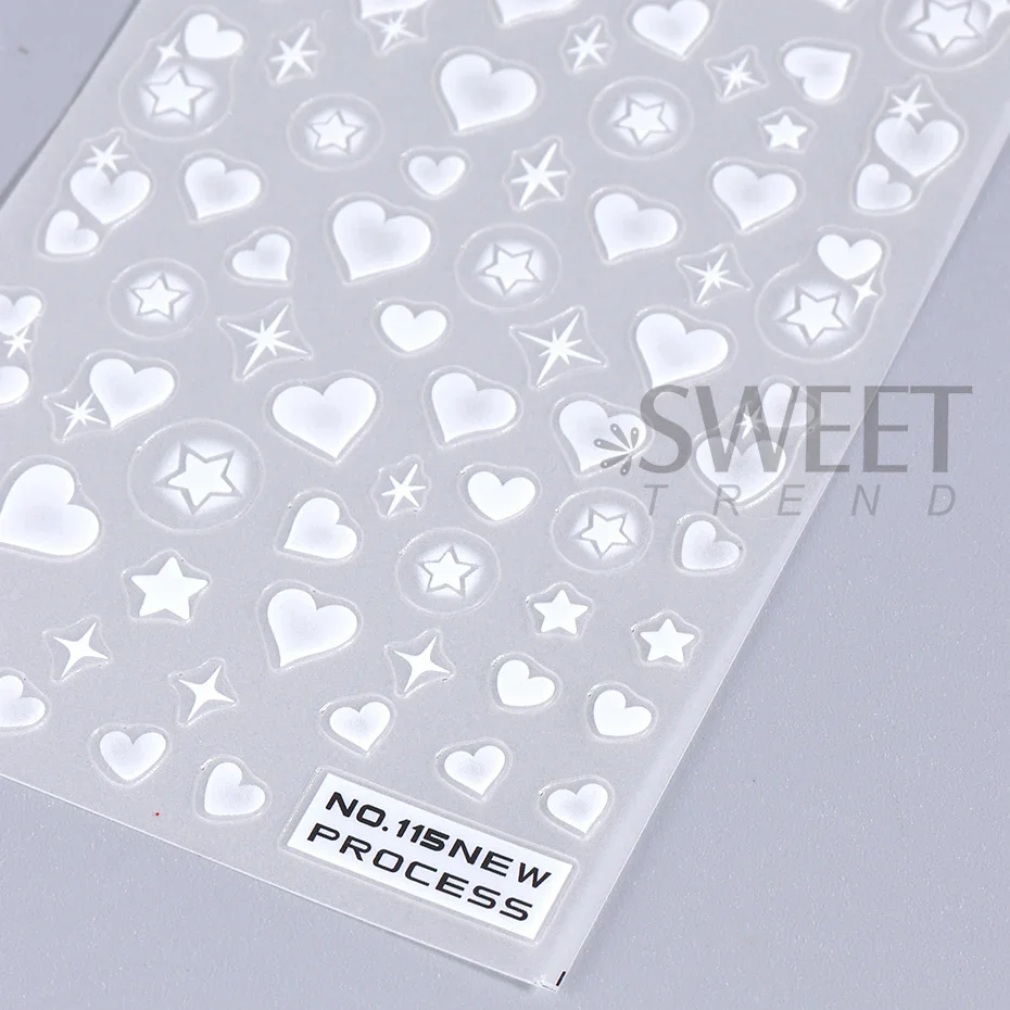2pcs 3D Heart Star Nail Sticke - Nail Art Valentines Day ulasan dan harga