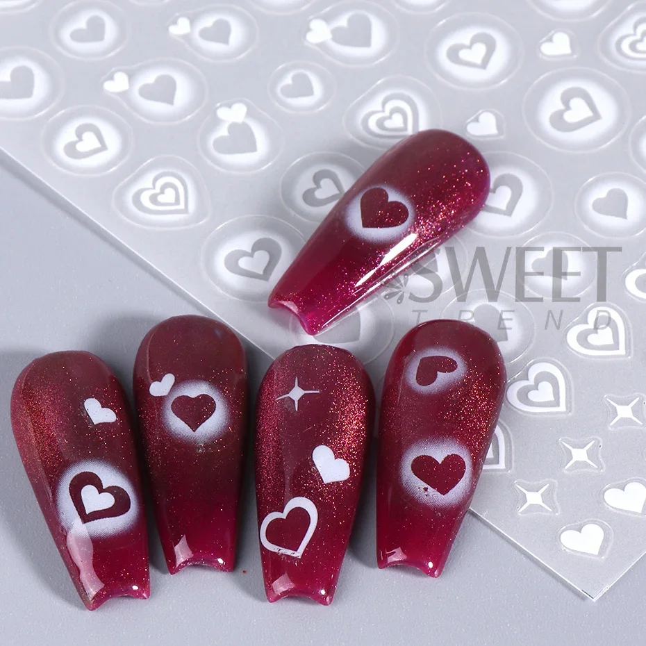 2pcs 3D Heart Star Nail Sticke - Nail Art Valentines Day ulasan dan harga