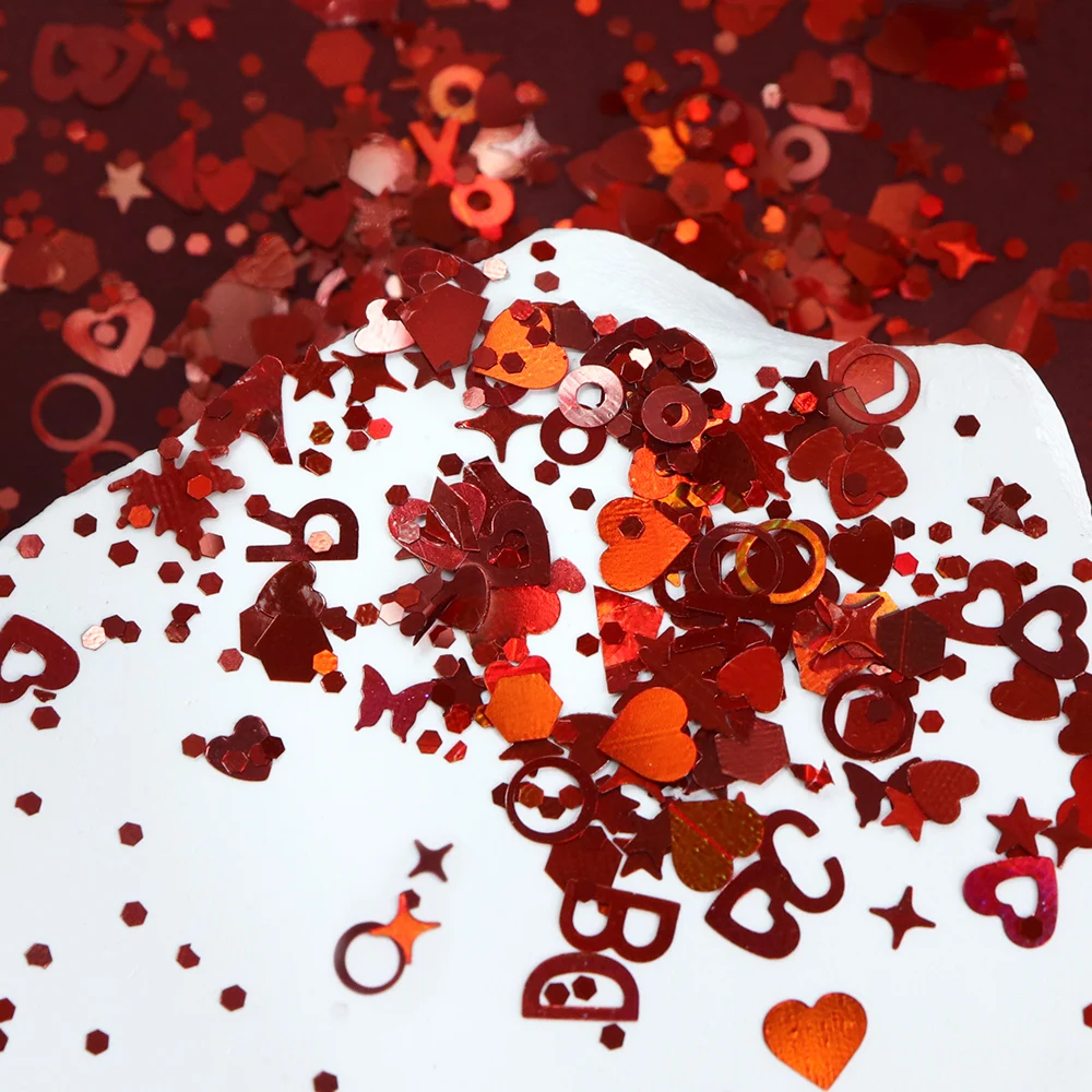 Holographic Red Nail Art Glitt - Nail Art Valentines Day ulasan dan harga