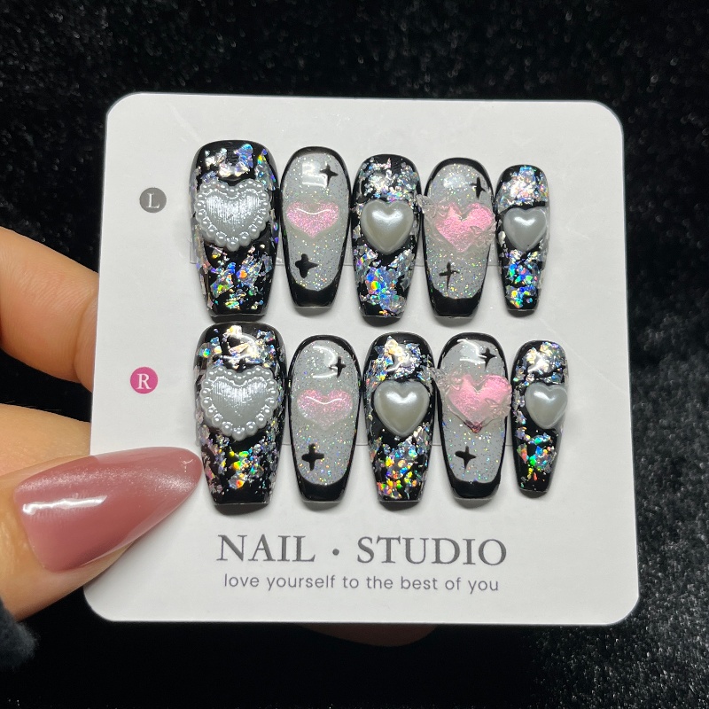 10PCS Gothic Black Press on Na - Nail Art Gothic ulasan dan harga