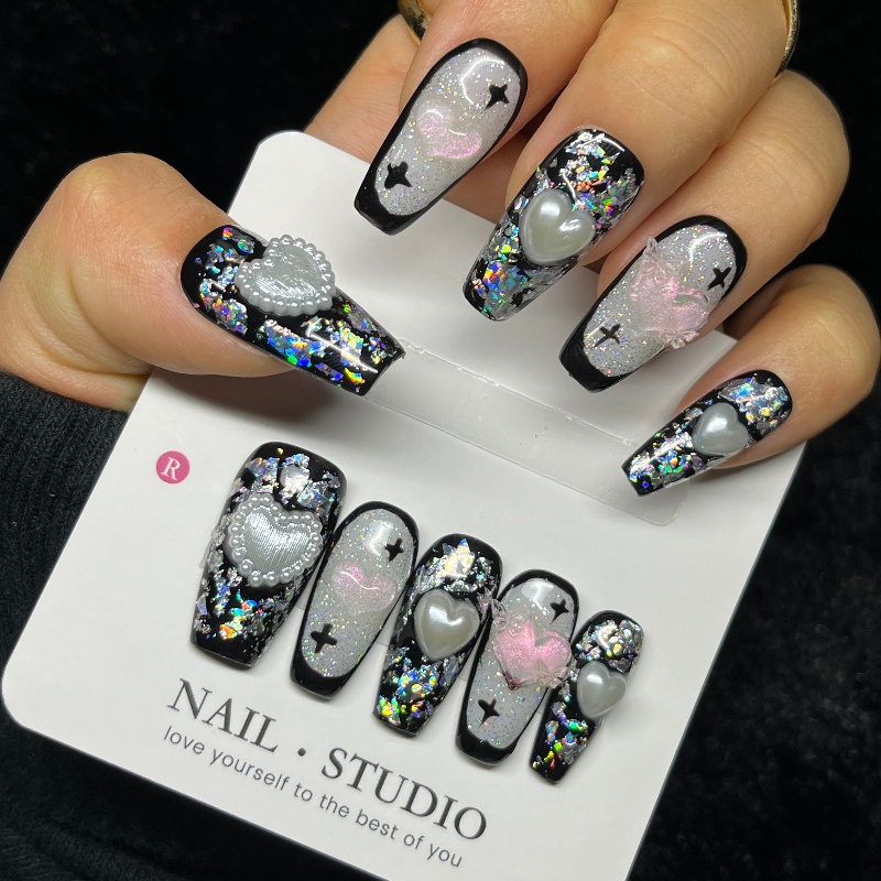 10PCS Gothic Black Press on Na - Nail Art Gothic ulasan dan harga