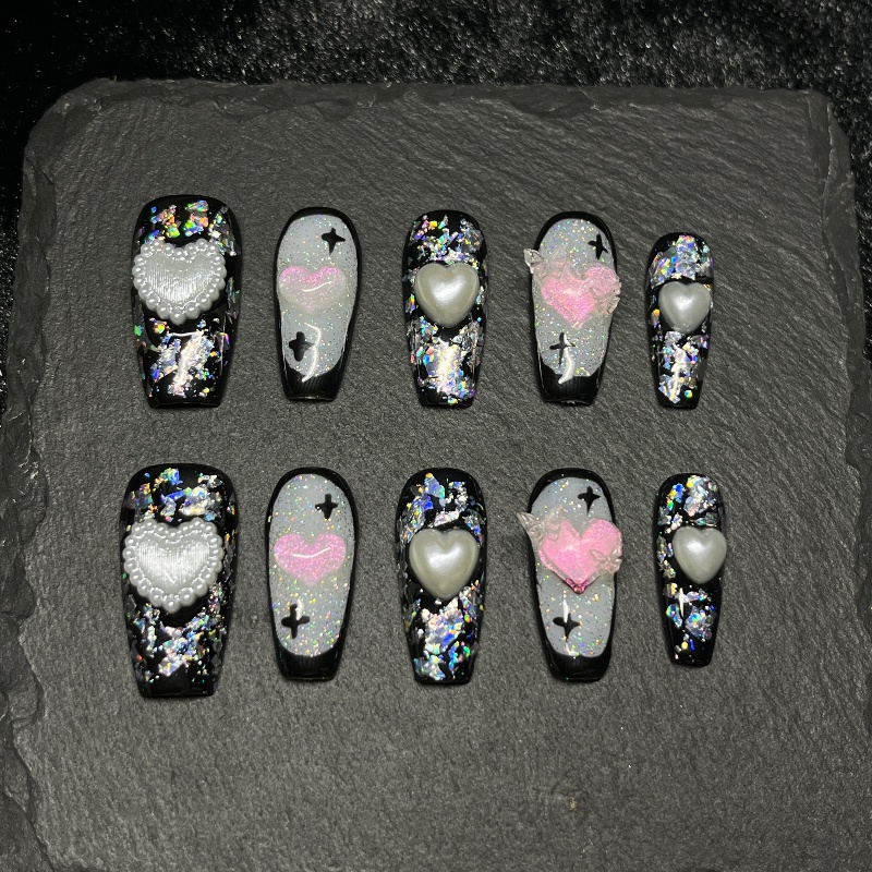 10PCS Gothic Black Press on Na - Nail Art Gothic ulasan dan harga