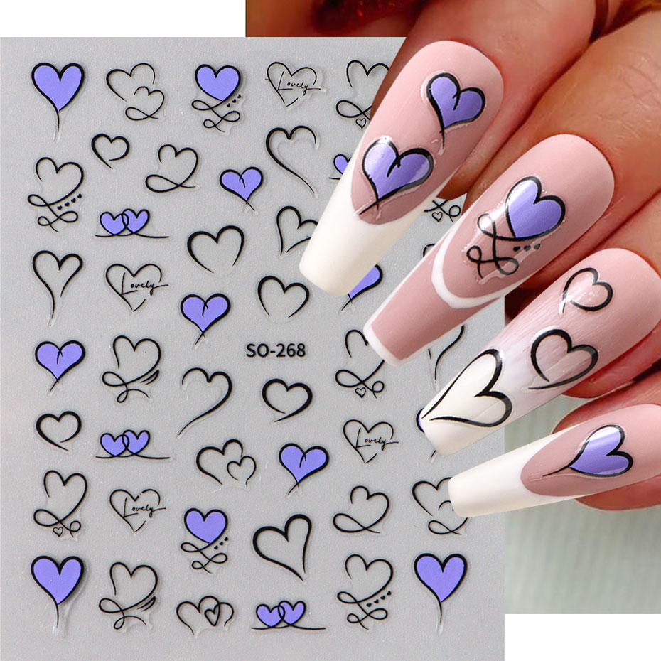 3pcs Y2K Gold Wave Line Heart  - Nail Art Valentines Day ulasan dan harga