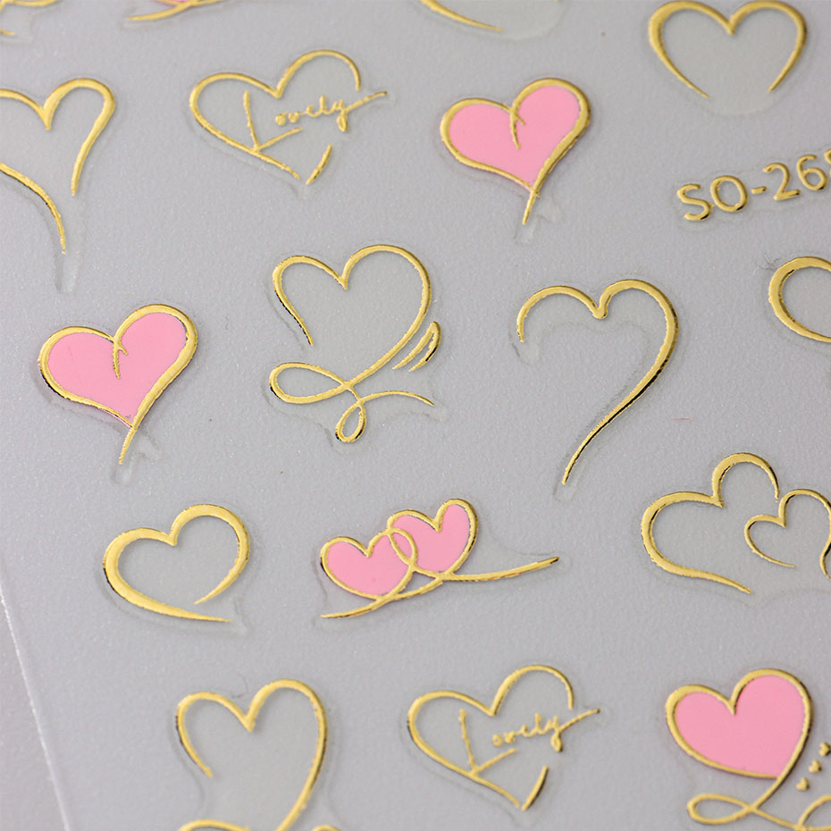3pcs Y2K Gold Wave Line Heart  - Nail Art Valentines Day ulasan dan harga