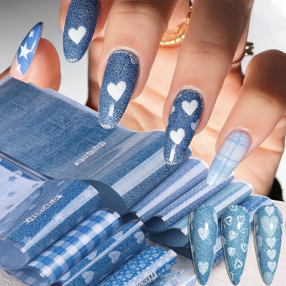 Ins patchwork Style Denim Nail - Nail Art Denim ulasan dan harga
