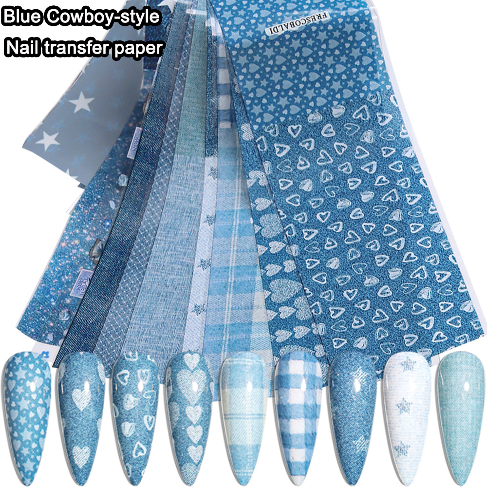 Ins patchwork Style Denim Nail - Nail Art Denim ulasan dan harga