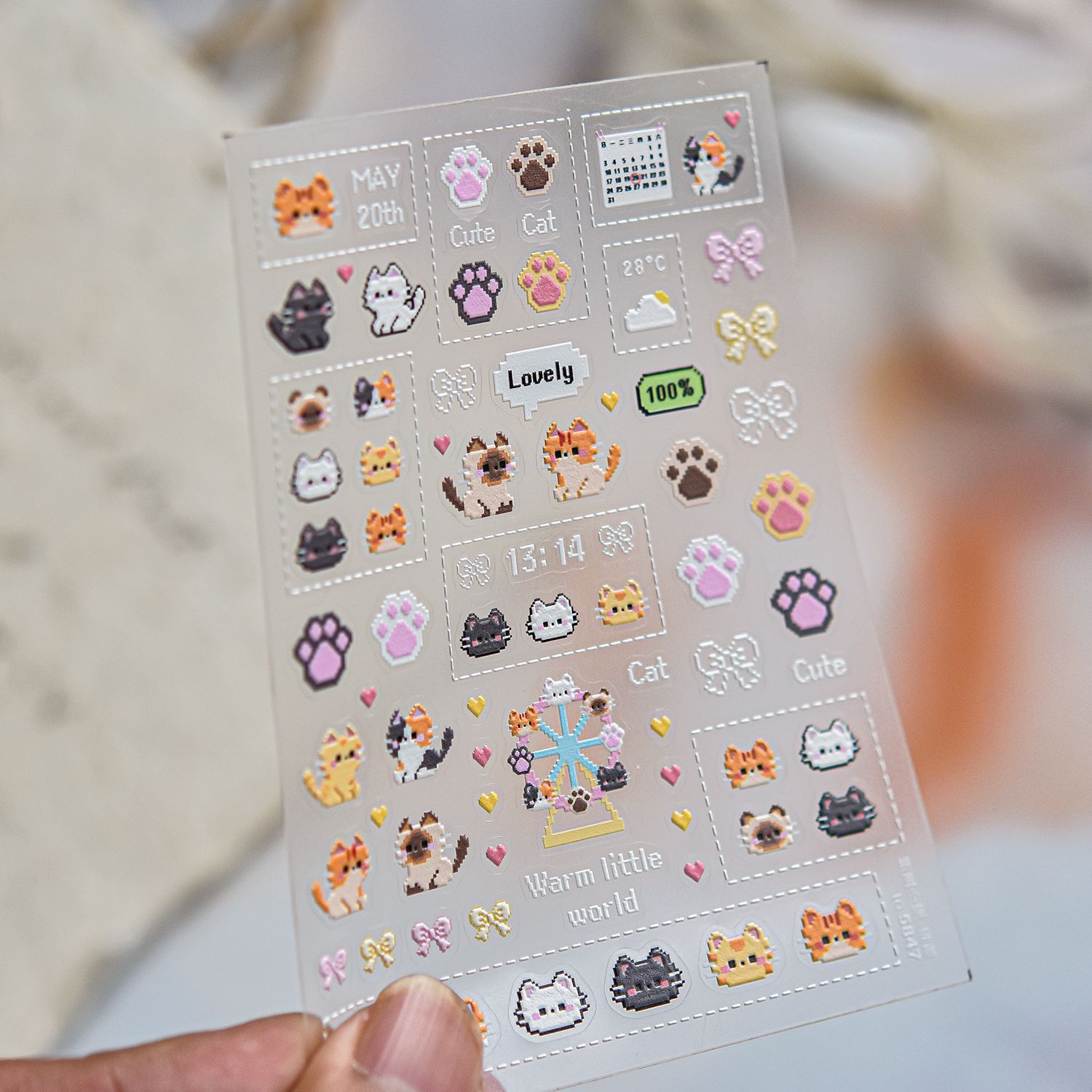 Cartoon Pixel Bead Cat Nail De - Nail Art Gothic ulasan dan harga