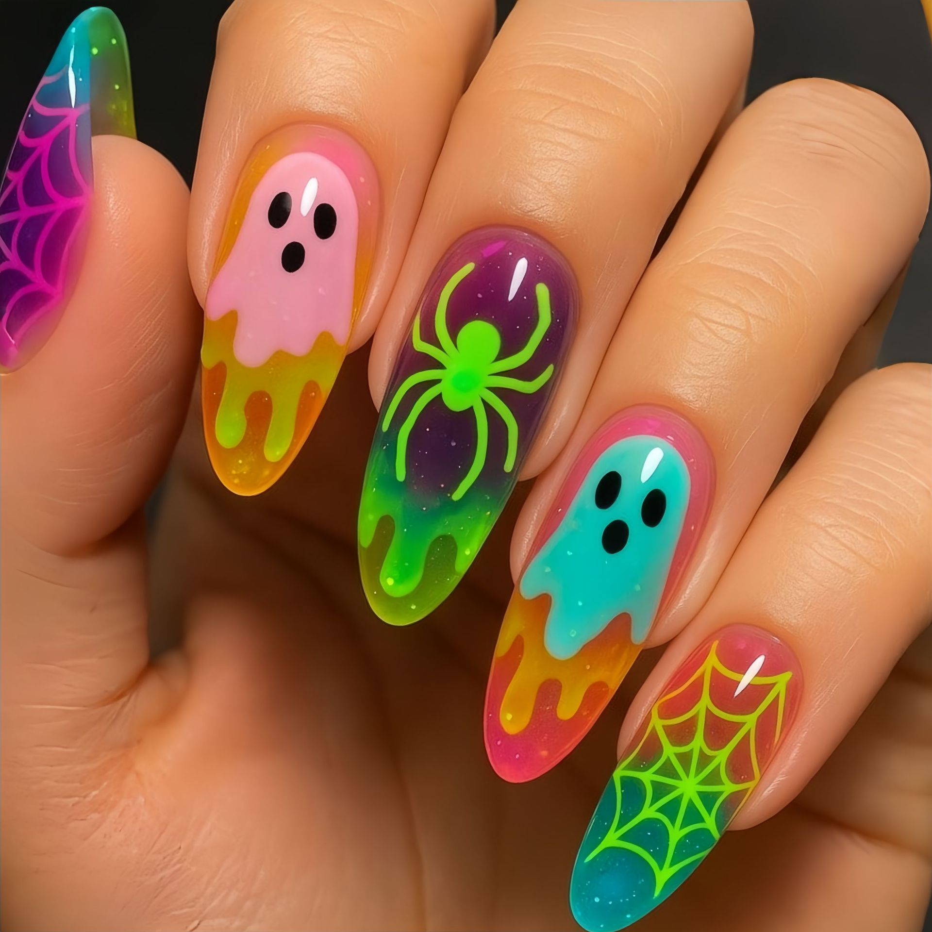 Neon Gradient Color Halloween  - Nail Art Full Color ulasan dan harga