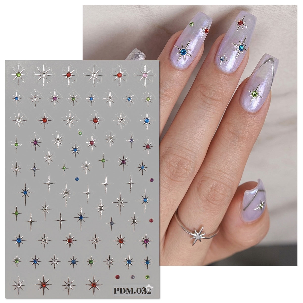 Gold Silver Starburst Nail Art - Nail Art Ramadan ulasan dan harga