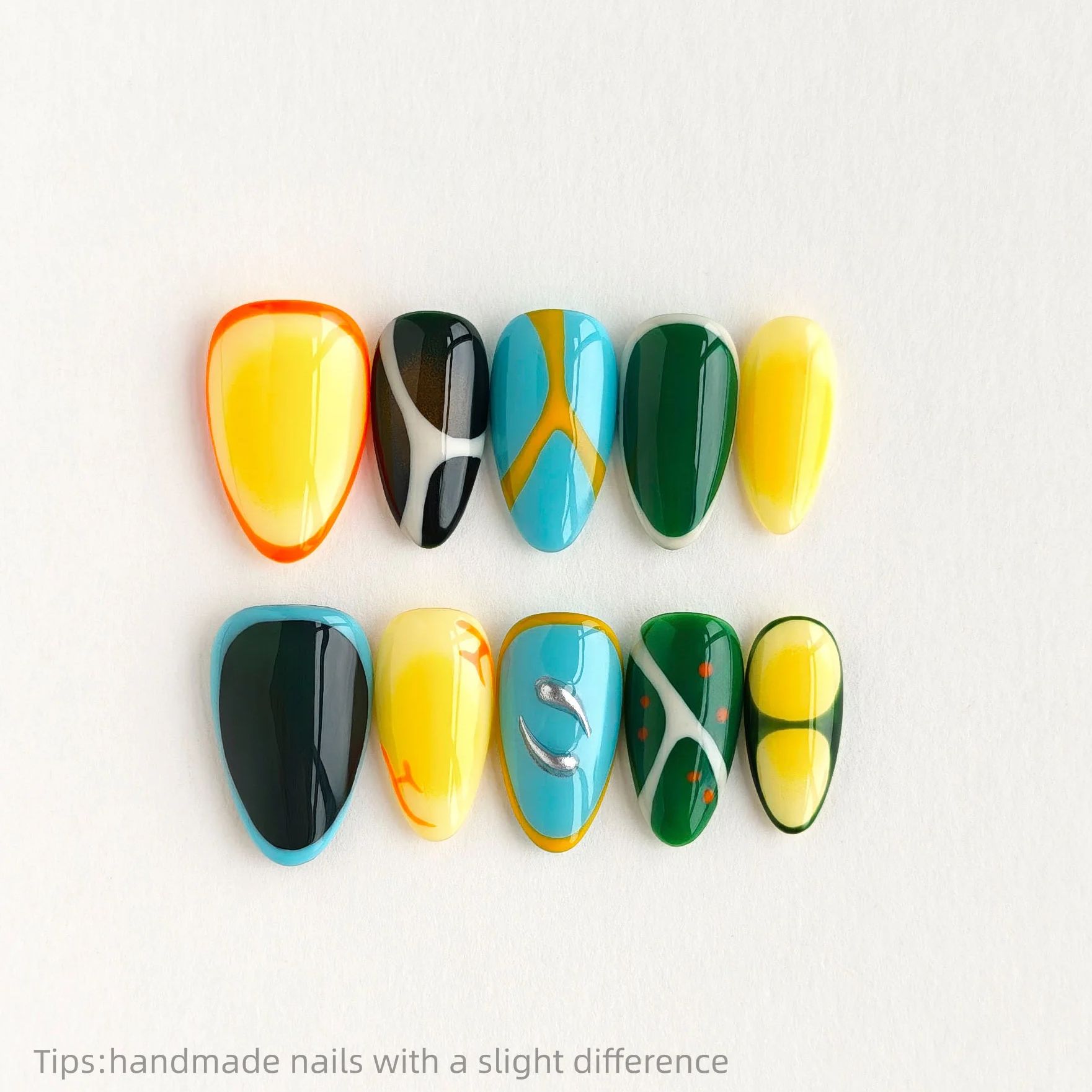 10pcs Handmade Colorful Block  - Nail Art Full Color ulasan dan harga