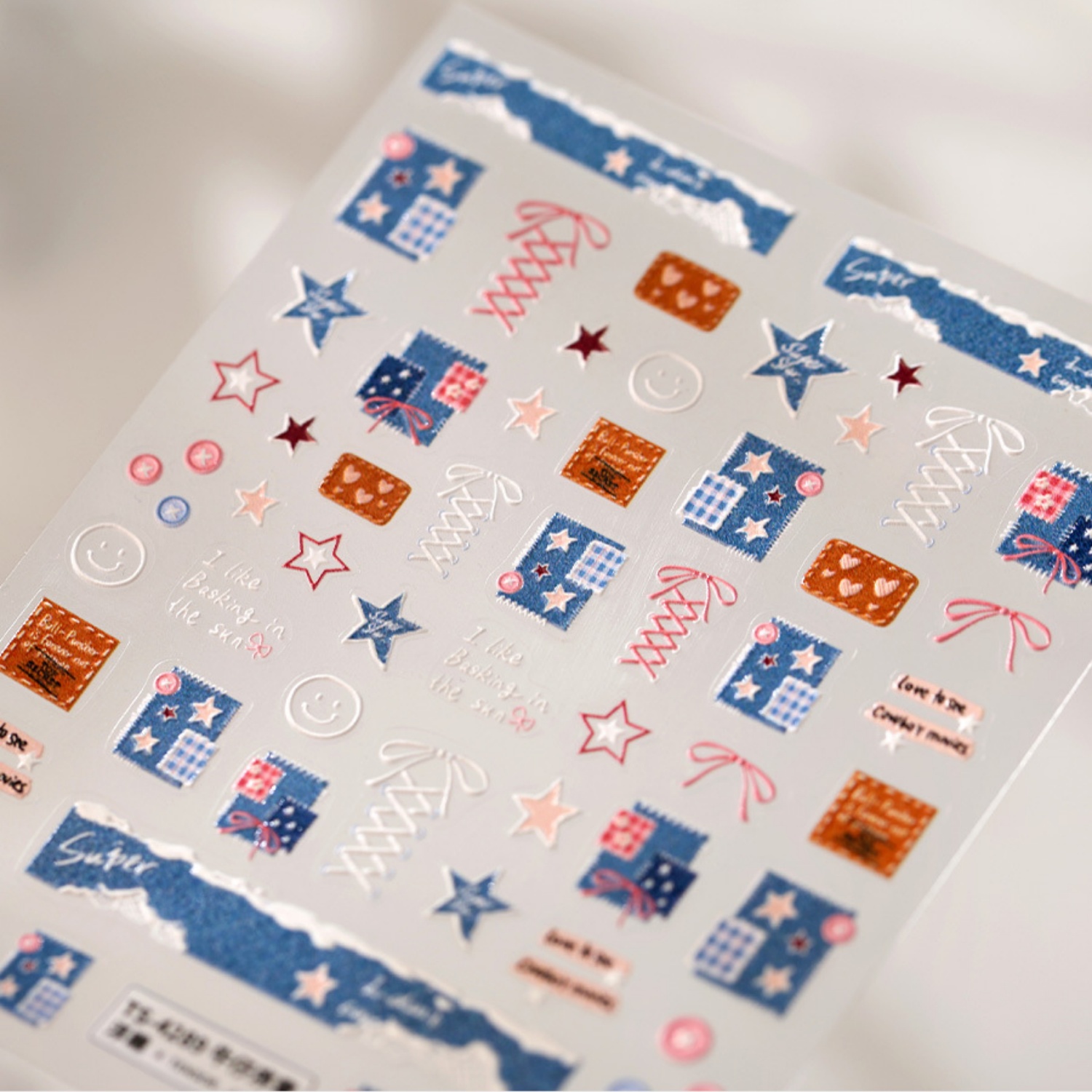 Denim Fabric 5D Nail Art Stick - Nail Art Denim ulasan dan harga
